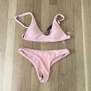 ZAFUL Textured Tank Style High Leg Cheeky Bikini Swimwear - Peach- S - NWT